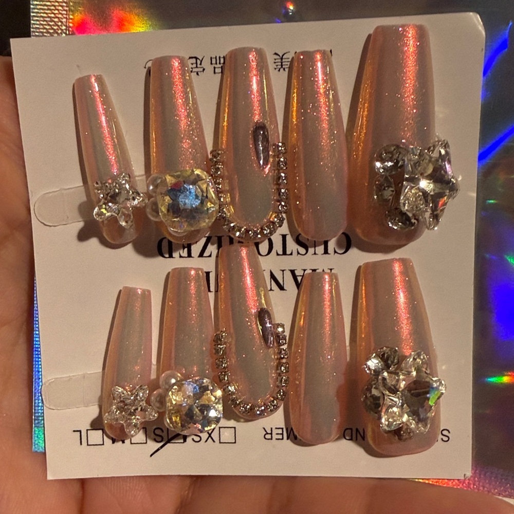 Elegant Glitter Press-On Nails 💅🏽 Sz.S